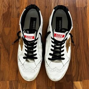 Golden Goose Midstar Men's Size 43 White with Tan Star and Black, Gray Accents